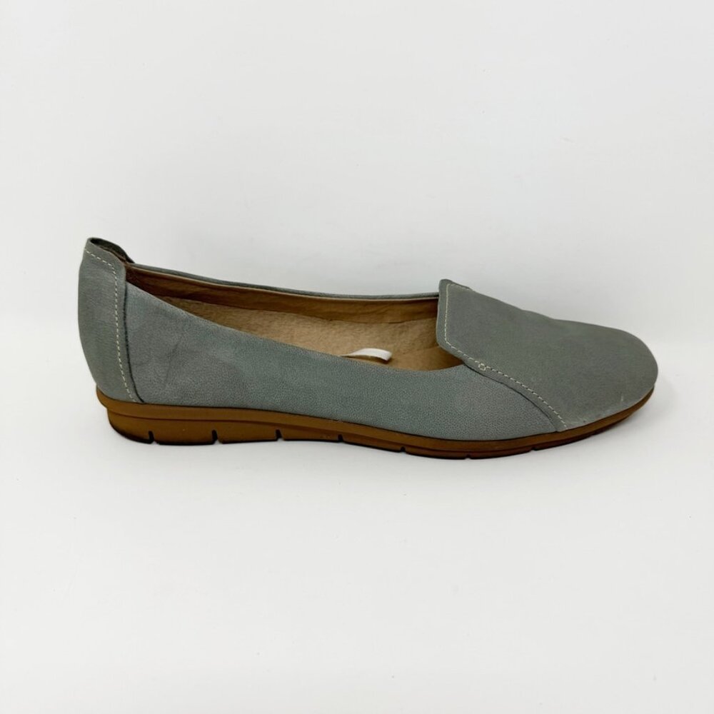 SOUL Naturalizer Womens Gray Green Textured Leather Slip On Flat  Size 10
